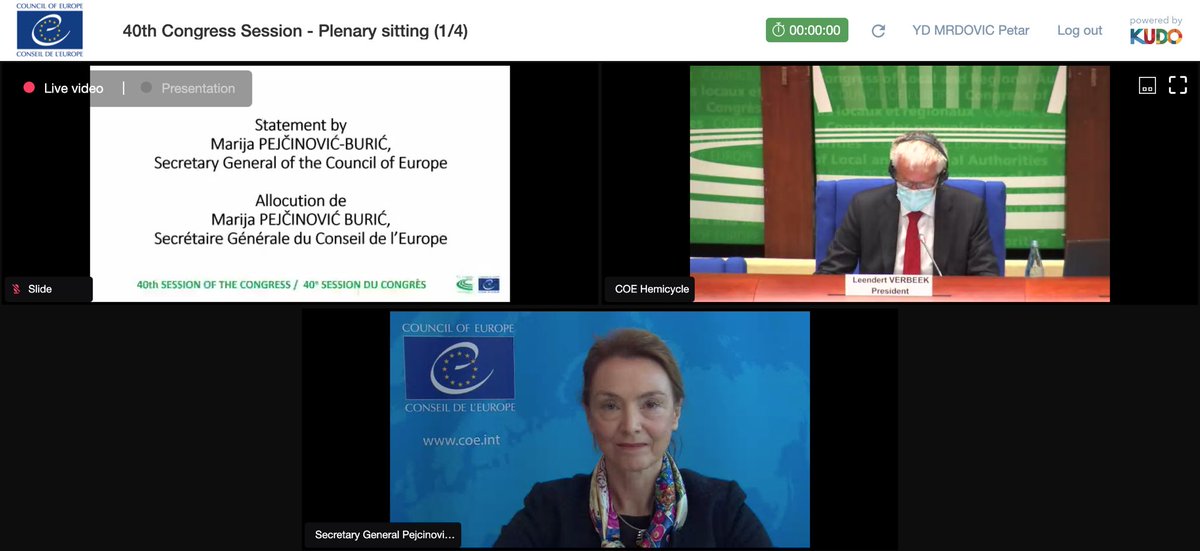 MrdovicPetar's tweet photo. The 40th Session of the Congress of Local and Regional Authorities of the Council of Europe has just started! ✅
Opening remarks by @MarijaPBuric https://t.co/IvOgbeV5W8