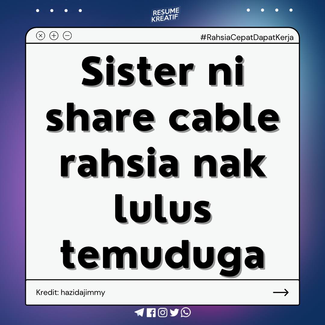 nakkerjaMY's tweet photo. Cable rahsia nak LULUS TEMUDUGA 😱😱👍

Follow for more best tips:
https://t.co/TarnRLgBLL
https://t.co/TarnRLgBLL
https://t.co/TarnRLgBLL

#rktips #rahsiadapatkerja https://t.co/aSyORksE3F