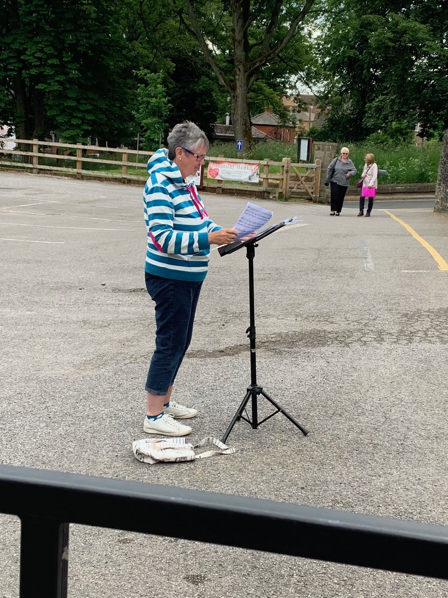 Car park singing! The choir came back in force for the first rehearsal together. Even the hazards of midges &amp; wind didn’t deter!
