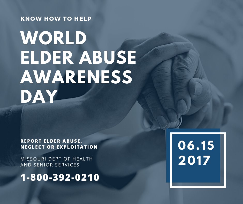 According to the National Institute on Aging, one in ten adults over age 60 are abused, neglected, or financially exploited. Call the MO Abuse Hotline to report suspected abuse. For disputes at long-term care facilities, call the Missouri Long-term Care Ombudsman at 417-862-3586.