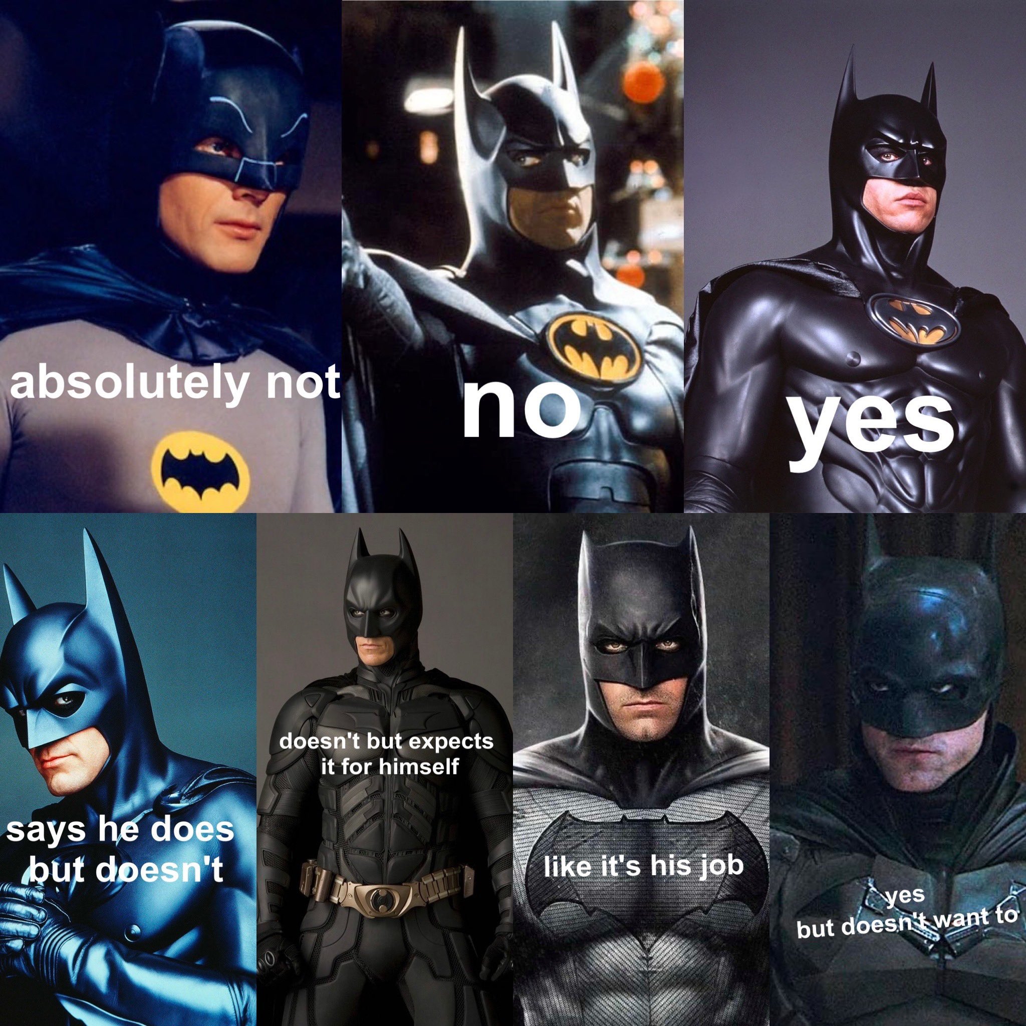 meme - Every movie Batman's stance on going down