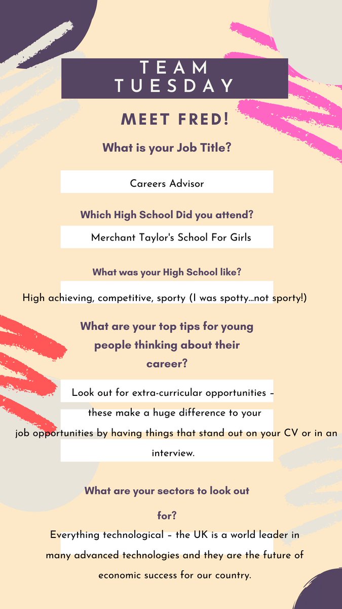 Team Tuesday! Meet Fred &amp; find out what her tips are for young people thinking about their career. 😊