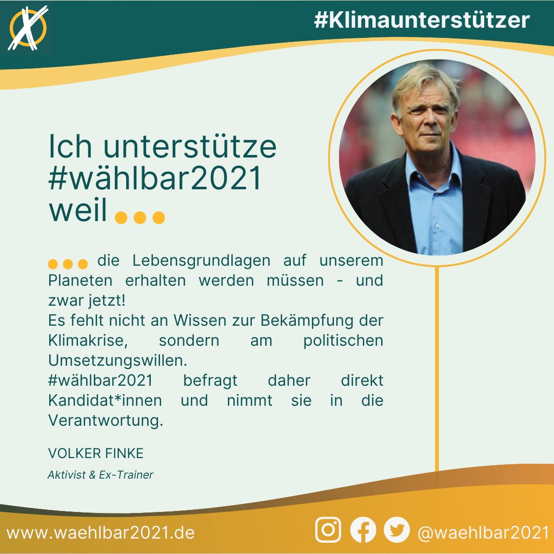 Volker Finke, Ex-Trainer, bei unserer PK: "Es fehlt nicht an Wissen zur Bekämpfung der #Klimakrise, sondern am politischen Umsetzungswillen. #wählbar2021 befragt daher direkt #btw21 - Kandidat*innen und nimmt sie in die Verantwortung."