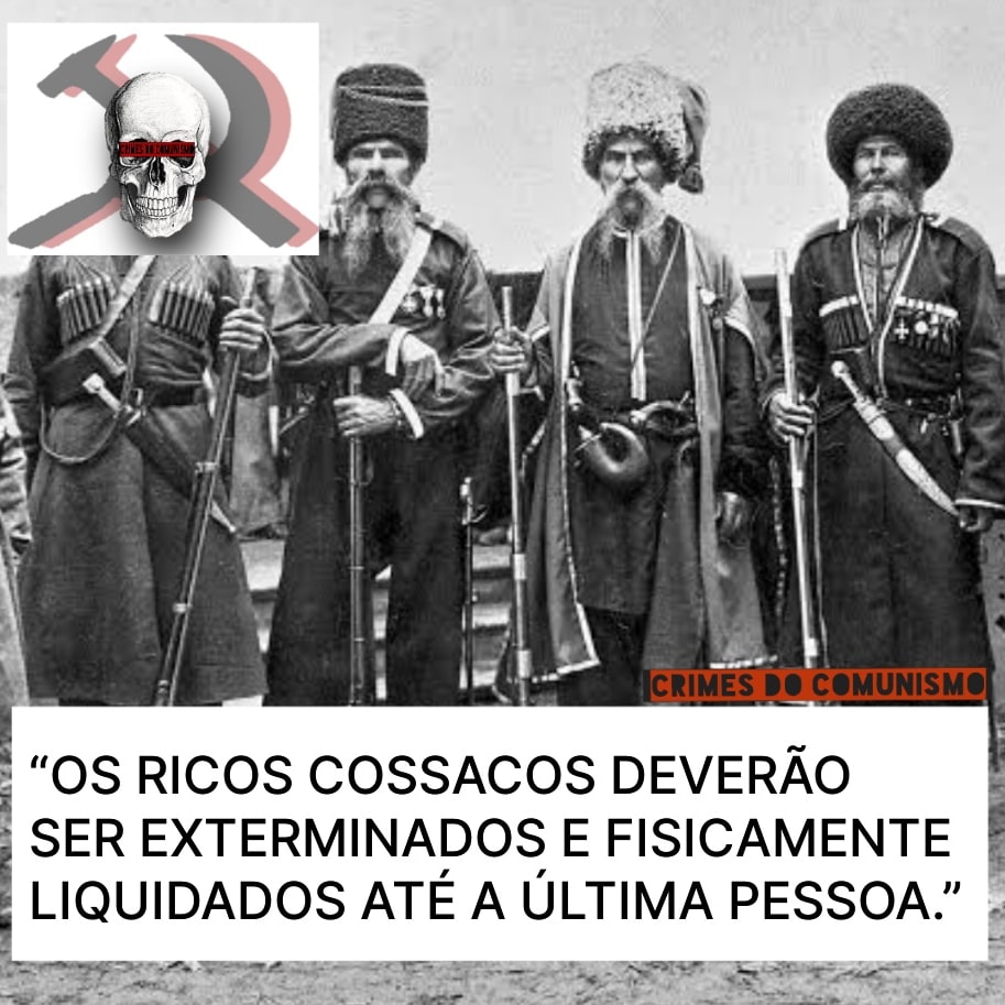 📚 TRECHO DE LIVRO

“OS RICOS COSSACOS DEVERÃO SER EXTERMINADOS E FISICAMENTE LIQUIDADOS ATÉ A ÚLTIMA PESSOA.”

➡️ TELEGRAM: t.me/crimesdocomuni…

➡️ INSTAGRAM: instagram.com/crimesdocomuni… 

#crimesdocomunismo #comunismo #olivronegrodocomunismo #stephanecourtois #cossacos #URSS