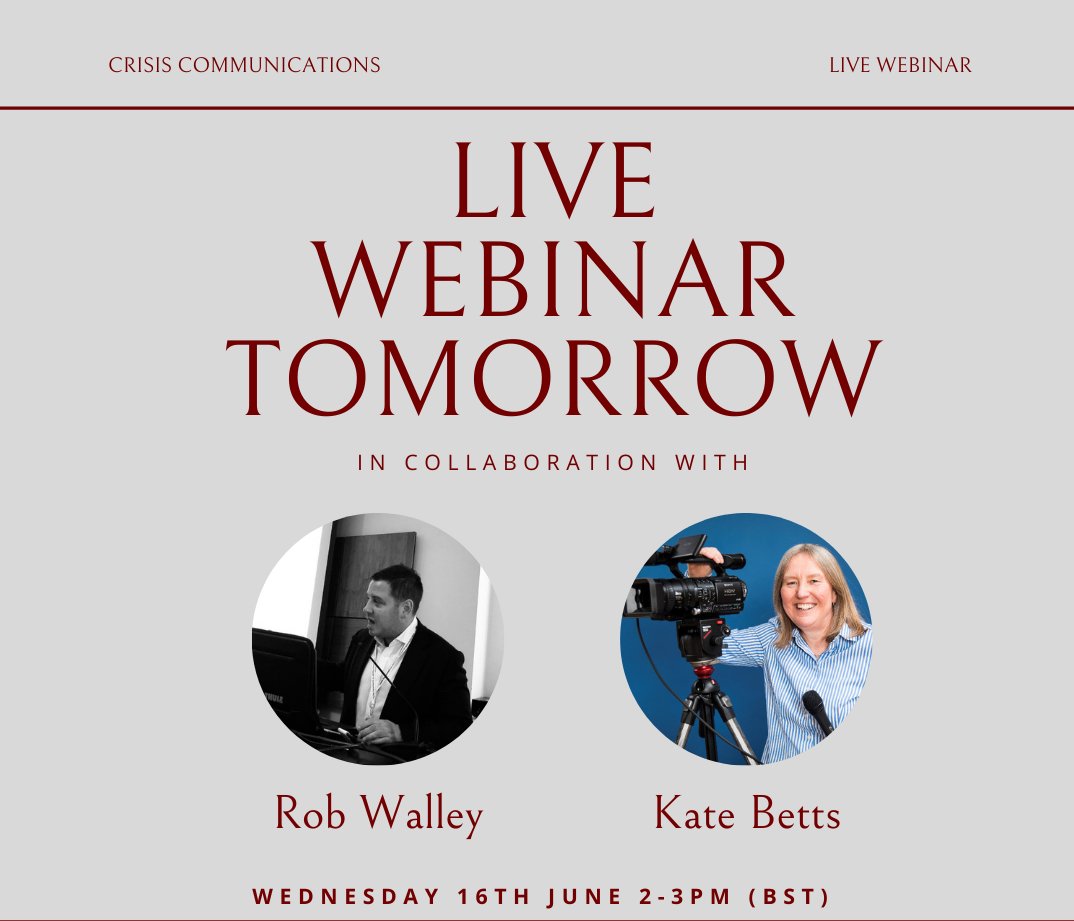 KateBettsMedia's tweet photo. Few places left...
https://t.co/8f5DFXq0oO
#crisiscomms #crisismanagement https://t.co/qtdL1XagL6