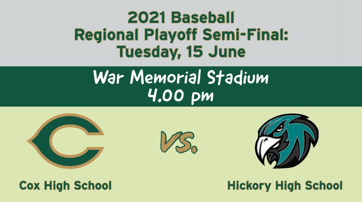 Cox__Baseball's tweet photo. GAMEDAY for the #FalconBoys 

🆚 Hickory
⏰ 4:00pm
📍 War Memorial Stadium 

#BIH2021 https://t.co/hz8WOc5e1F