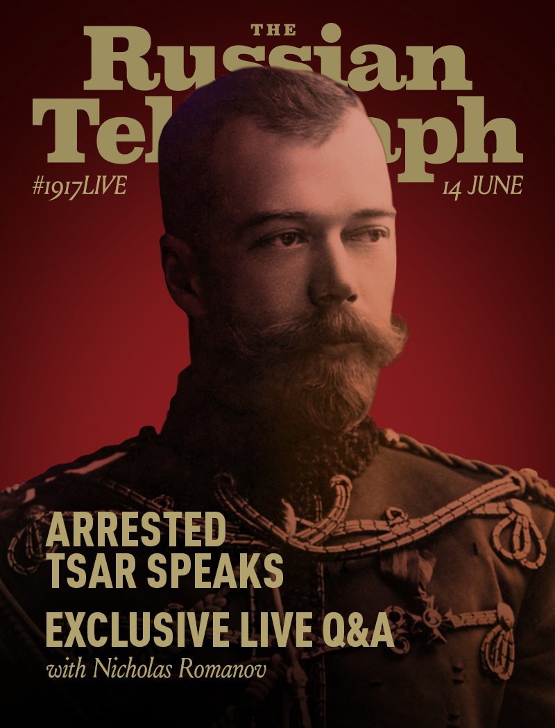 #OTD 4 years ago deposed <a href="/NicholasII_1917/">Nicholas Romanov</a> held an exclusive Q&amp;A with <a href="/RT_1917/">Revolutionary Times</a> ⚡️

One of our key #1917LIVE goals was to educate &amp; inspire audiences to learn, and set best-in-class Twitter standards by allowing the community interact with central casting.

x.com/i/events/87524…