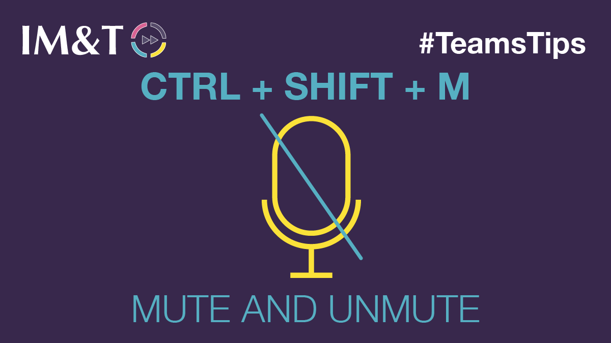 MpftDigital's tweet photo. A great #TeamsTip if you havenโt found this shortcut yet
Press CTRL+SHIFT+M to mute/unmute yourself instead of pressing the mic button
#MPFTdigital https://t.co/BLUHjUjeBX