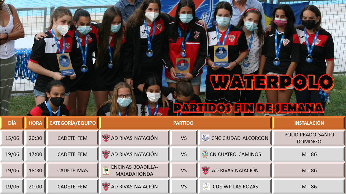Semana algo atípica con partidos en martes, 2 partidos las mismas tarde. Aún así con ganas de jugar y despedir la temporada. bit.ly/3gy9vDN
bit.ly/2RYAa4A
bit.ly/2Tz0Fy0
bit.ly/3xsbhNP #123Rivasss <a href="/radiociguena/">radiociguena</a> <a href="/AytoRivas/">Ayuntamiento de Rivas Vaciamadrid</a> <a href="/fmn_oficial/">FMN</a>
