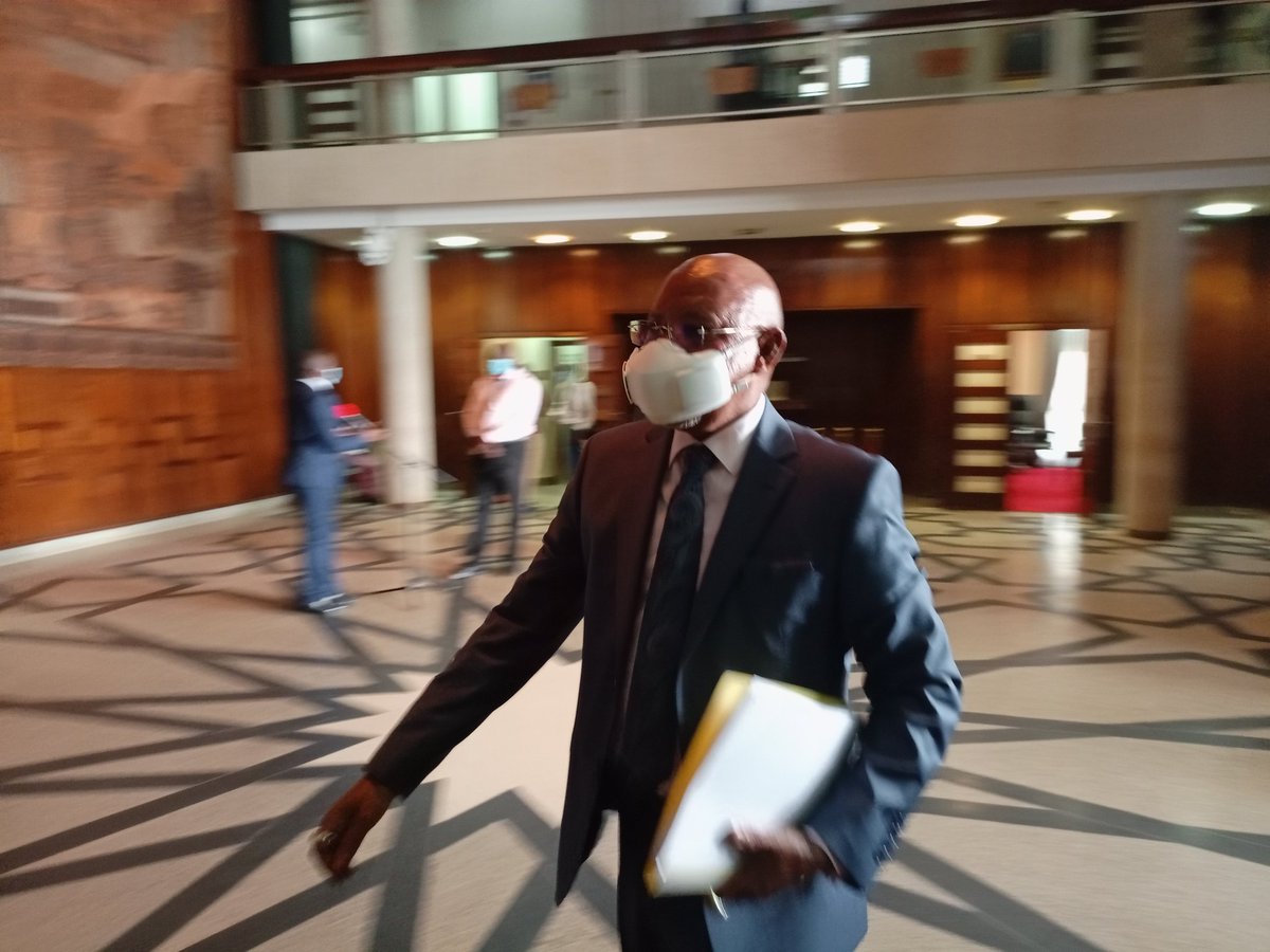 DailyMonitor's tweet photo. PICTURED: Minister of Foreign Affairs-designate, Gen Jeje Odongo, arrives at Parliament wearing a face mask said to cost about Shs 3.7 million. He is to be vetted today. #MonitorUpdates 
📸: @zziwaherbert https://t.co/Rq5OujwwwS