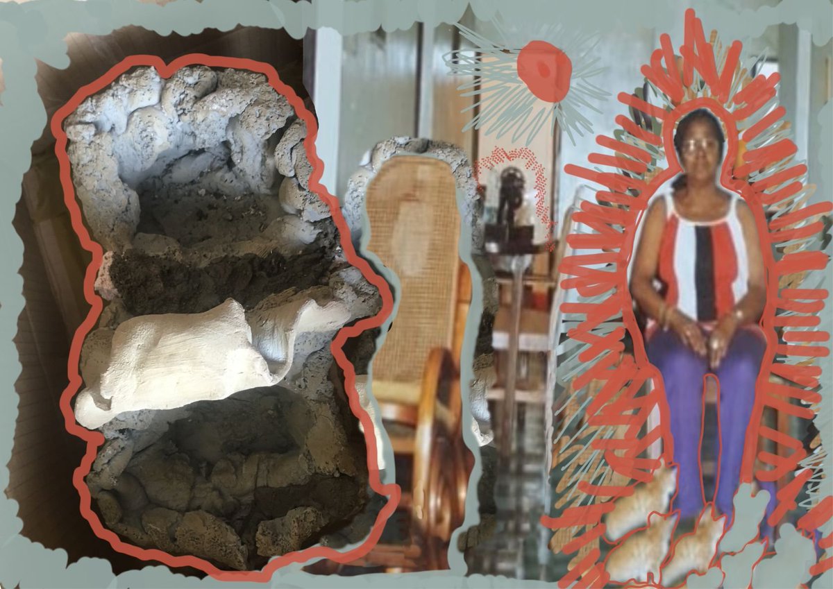 IMMAIreland's tweet photo. "...The sculpture describes an object from our family home, and the digital drawing on the photo acts as a layered devotional mapping of my grandmother's life in Africa before she came to Ireland." #YourNationalCollection https://t.co/AmZLS10qhM