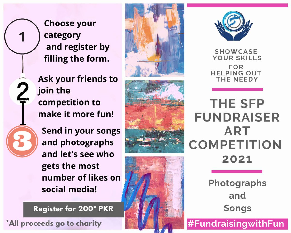 StandForPak2020's tweet photo. The steps of registration are as easy as 1 2 3! 
Let's come together, share our talent and donate a minimal amount that will go towards our fund raising! https://t.co/zKjuIzRwtA