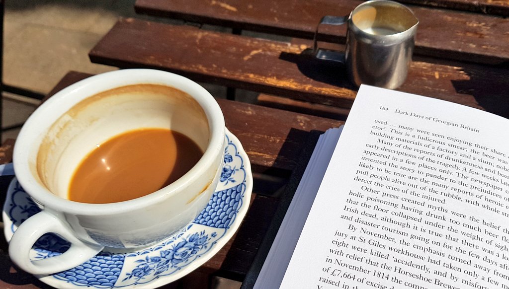 Ahhhh!  It's nice to be sat in the sun doing a bit of work. Especially when you're sat in <a href="/ArtOfTeaUK/">The Art of Tea</a>. Might have a rummage in the 2nd hand bookshop whilst I'm here.
Er, it's RESEARCH!