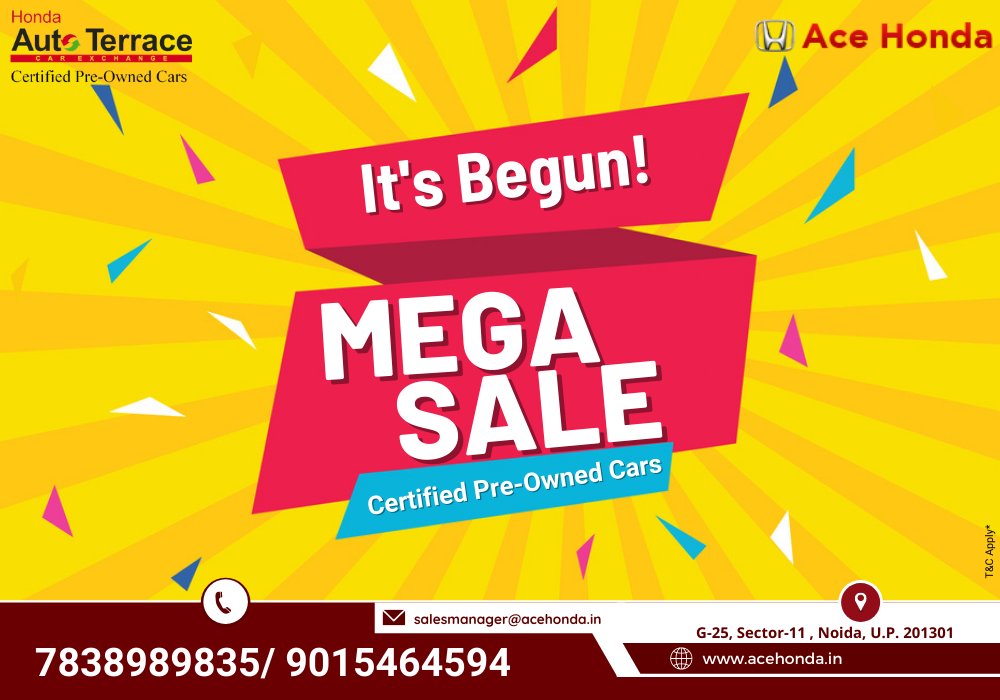 It's Begun MEGA SALE!!
We have multiple options in #Certified Pre-owned cars across brands
Contact us for the best deal now -
+91-7838989835
+91-9015464594
.
.
.
#Preownedcars #UsedCars #AceHonda
#MegaSales #CertifiedPreownedCar