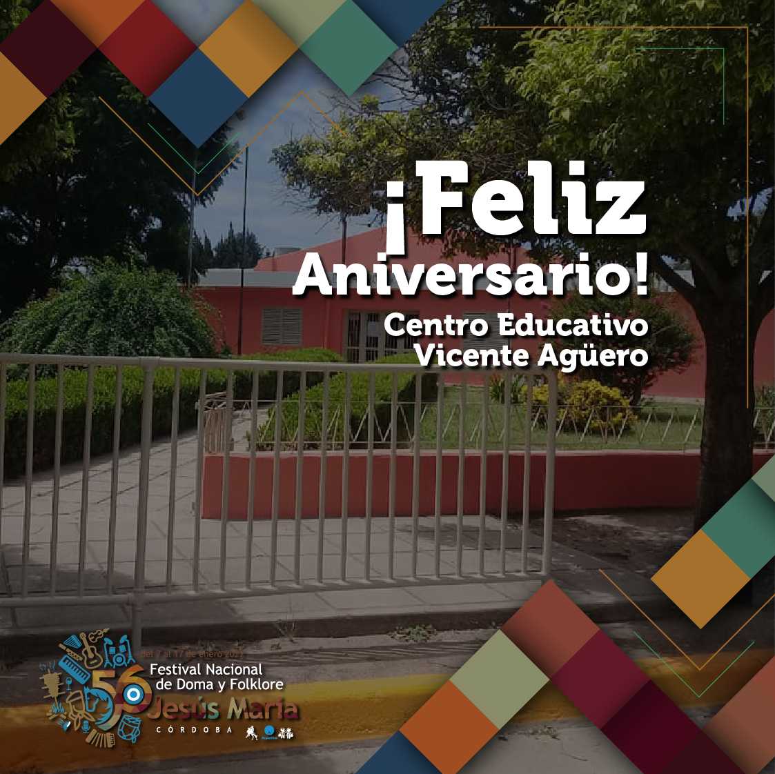 FestivalJM's tweet photo. 👏 ¡Felicidades al Centro Educativo Vicente Agüero! En nombre de toda la Comisión saludamos al Centro Educativo por su nuevo aniversario y les deseamos felicidades a todo el cuerpo docente y alumnos de la institución ❤
#FestivalJM2021 #JesúsMaría #Edicion56 #ColoniaCaroya https://t.co/CXgwhOrmC6