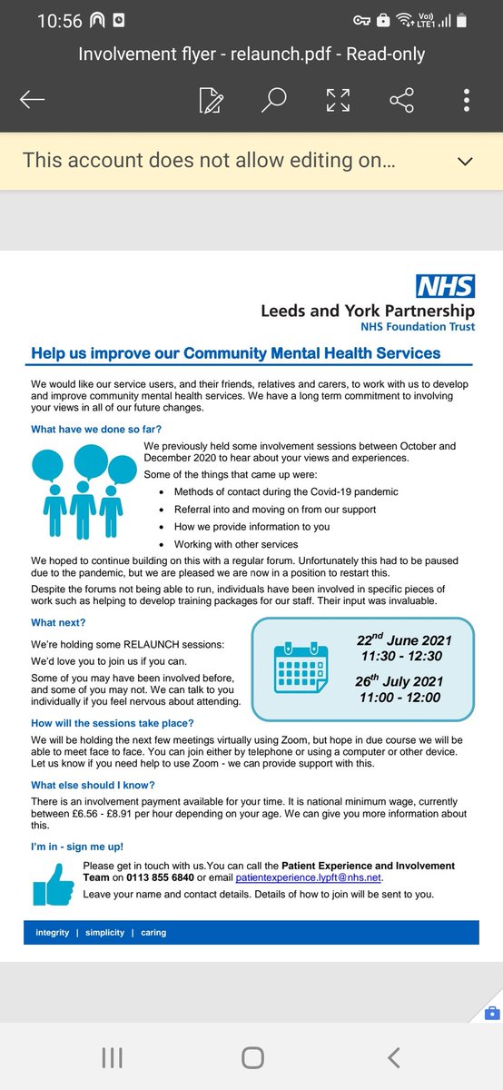 Would you like to be involved in improving our Community Mental Health Services?
#practicedevelopment #LYPFT
#serviceuserexperience #carers #serviceimprovement #involvement #patientexperienceandinvolvement