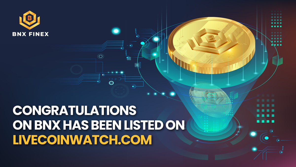 Congratulations on BNX’s listing on Livecoinwatch.com!

The BNX token has successfully registered for a listing on Livecoinwatch.com!
livecoinwatch.com/price/BnxFinex…

#blockchain #cryptocurrency #bitcoin #bnx #bnxfinex #fintech #defi