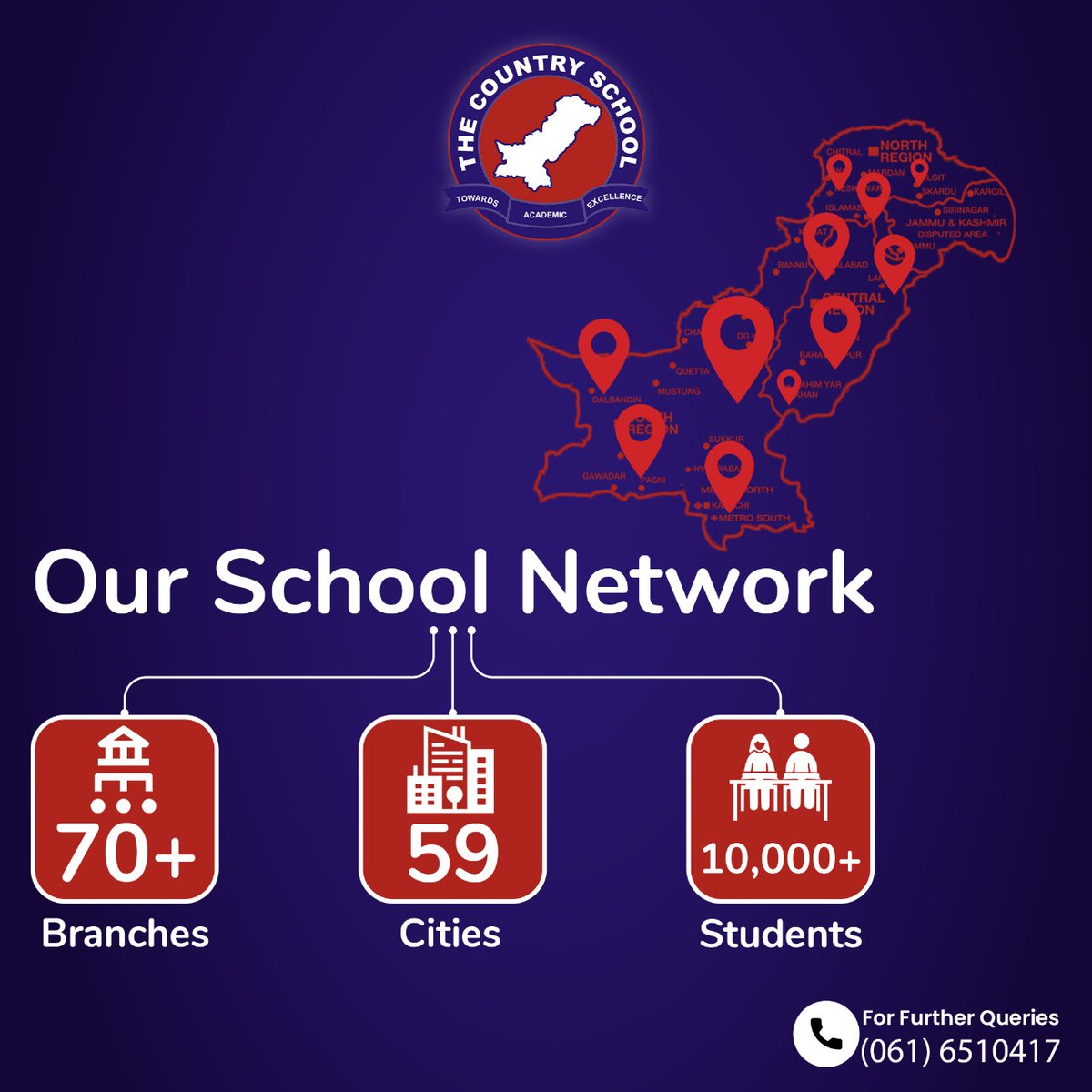 TCSPSecMux's tweet photo. The ever expanding network of The Country School in 59 cities with 70+ branches and 10,000+ students. Our goal is to provide the best educational services in affordable fee structures for everyone.
Because Future Begins Here!

#TheCountrySchool #TCS #Education #School #Pakistan https://t.co/PuuMUZcAQ7