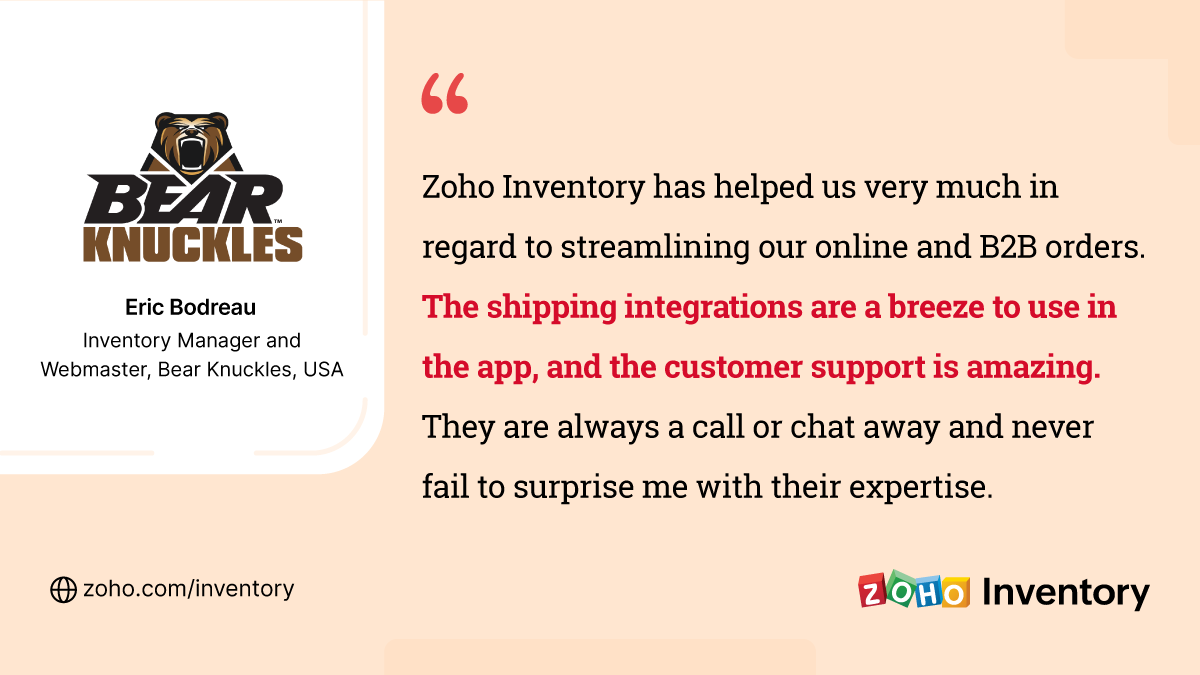 ZohoInventory's tweet photo. Shipping integration is important for keeping your shipments on pace with your order inflow. Read how the @bkgloves team was able to achieve peace of mind with an advanced inventory system like @ZohoInventory and the right integrations.
#TestimonialTuesday #InventoryApps https://t.co/wvPsH8YL4e