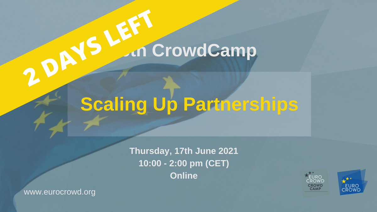 eurocrowd's tweet photo. 🕙 Have you saved your spot for #CrowdCamp? Hurry up because the event starts in 2️⃣ days - register right now and join the discussion on the ways match-funding can help leverage financing opportunities for #publicauthorities and stakeholders: https://t.co/39VLFf9F39 https://t.co/MYqkHIT0ld