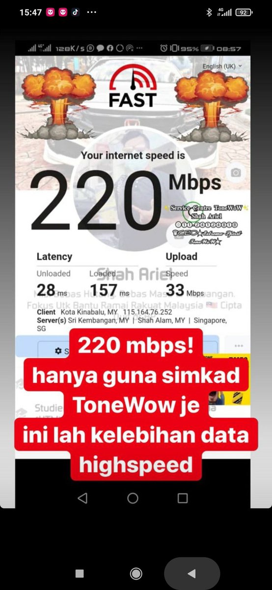 Abyieee2's tweet photo. FEEDBACK kelajuan simkad tonewow di kawasan stiap negeri
#tonewow #simkadviral https://t.co/ErkcIZmvoL