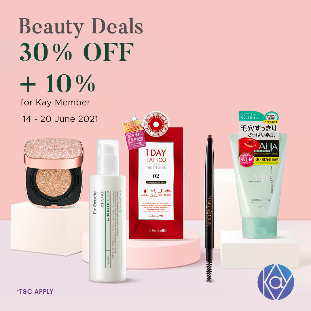 plazaindonesia's tweet photo. Extra Beauty Deals is here!
Join @kaycollectionid Kayrewards and get special discount 30% +10% for selected brand.
Valid from 14-20 June 2021.
#PlazaIndonesia
#BeautyDeals
#Discount
#KayCollection https://t.co/ds8mn22mdv