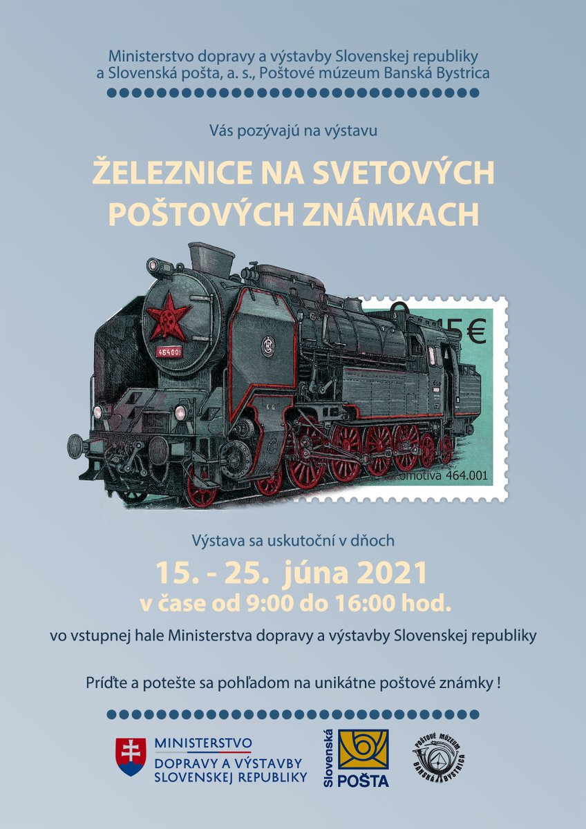 MILOVNÍCI POŠTOVÝCH ZNÁMOK A ŽELEZNÍC, POĎTE KU NÁM 🧐
Viac ako 250 poštových známok z celého sveta na 7 výstavných paneloch  môžete obdivovať na našej výstave "Železnice na svetových poštových známkach".