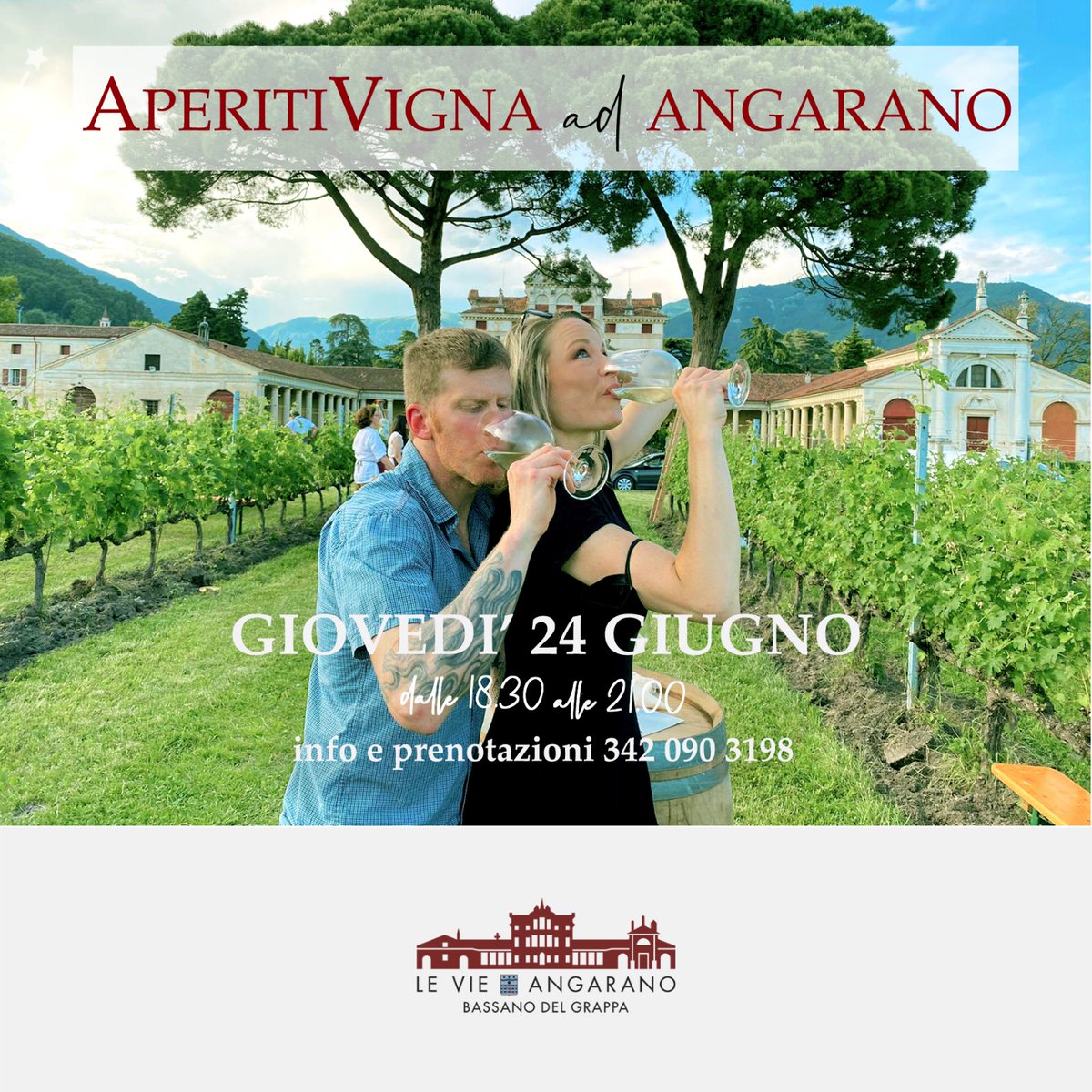 LeVie_Angarano's tweet photo. Torna l'#AperitiVigna ad #Angarano! Un #tramonto estivo, il verde di un #vigneto, un buon bicchiere di #vinobiologico, una esperienza da vivere e condividere! Prenotazioni al 342 090 3198 - posti limitati! #villaangarano #bassanodelgrappa #vicenza #veneto #FIVI #winetasting #vino https://t.co/3FhVj7DKPU