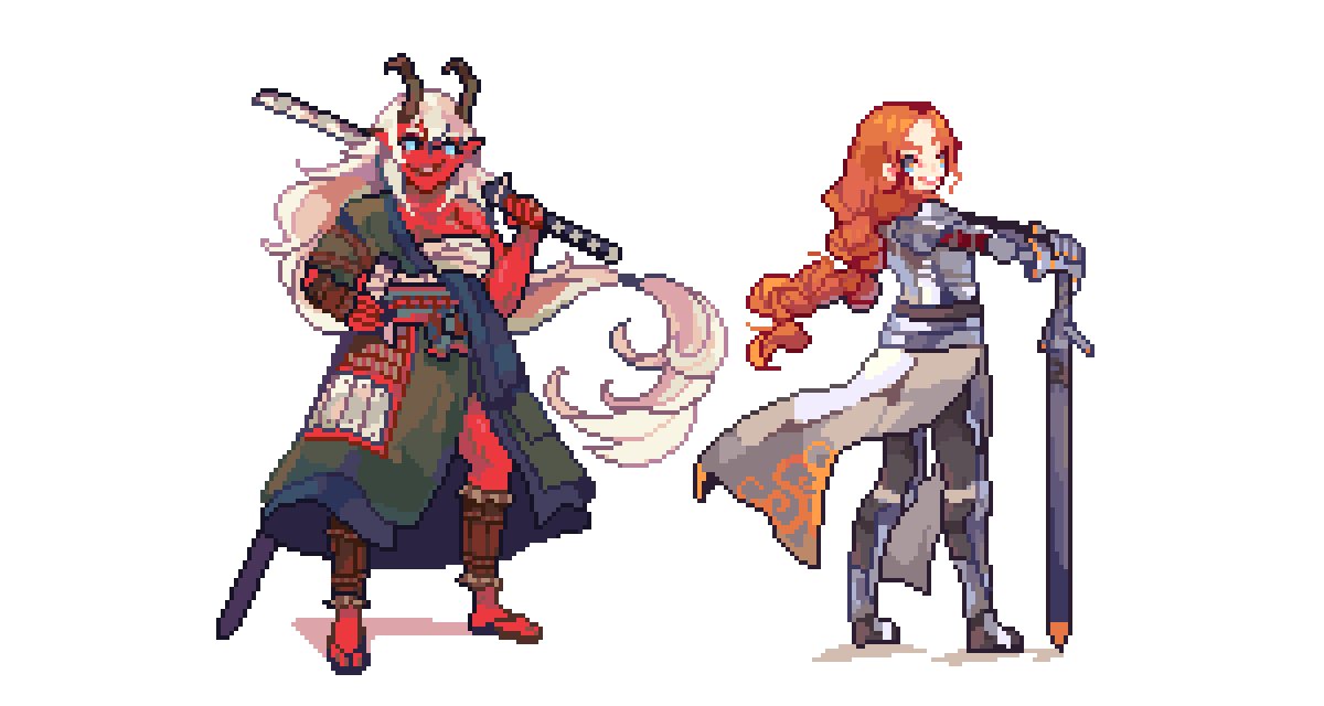 illufinch's tweet photo. sword girls. commission #pixelart #ドット絵 https://t.co/RukDJiGOMt