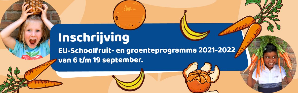 De inschrijfperiode voor het EU-Schoolfruit- en groenteprogramma 2021-2022 is bekend. Bespreek met het schoolteam of jullie mee gaan doen en hoe jullie EU-Schoolfruit combineren met vaste groente- en fruitdagen.
Zie ook: Stap 1 op lnkd.in/dEBWTK5!