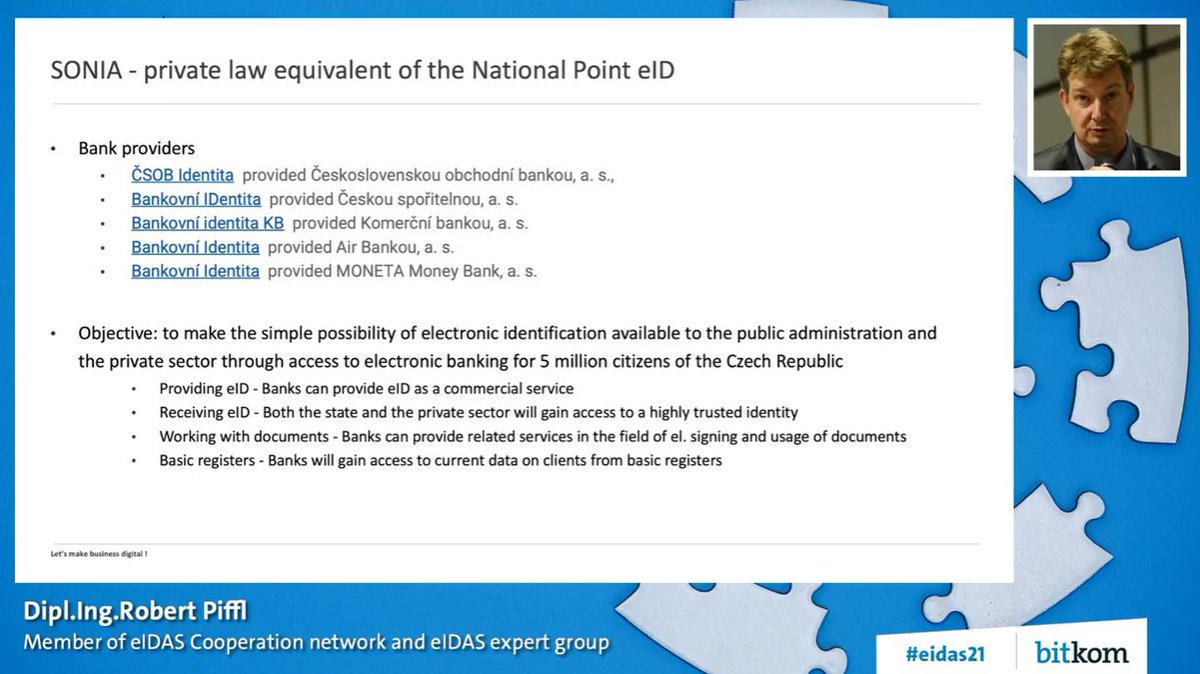 Bitkom_Security's tweet image. in the Czech Republic, #digitalidentification services are already available in the banking sector, slowly expanding to the public administration and the private sector. @RobertPiffl @elodigitalcz #eidas21