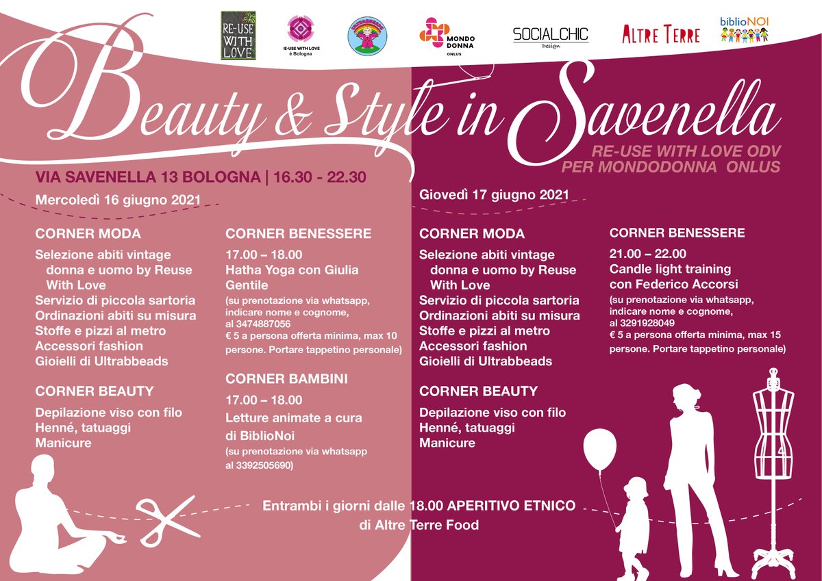 16 e 17 giugno di relax con #SocialChicDesign, #AltreTerreFood e molto altro a casa di #ReUseWithLove?
I dettagli nel volantino e all'evento FB bit.ly/3gCor3J