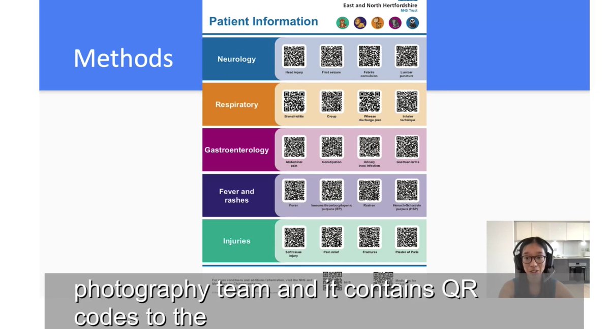 drnatashag's tweet image. Glad to be able to share at #RCPCH21 our quality improvement project where we used QR codes to improve access to patient information leaflets! @enherts #paedsrocks