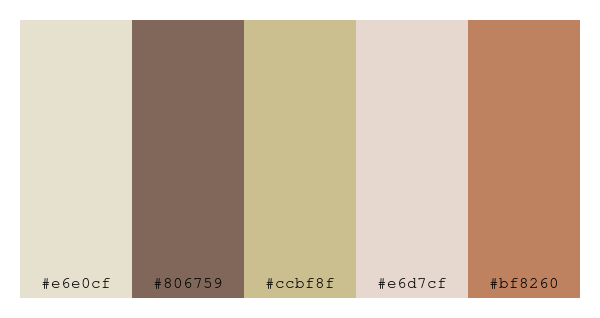 ColPaletteBot's tweet photo. Beep beep, here's a pretty color palette for you!
color-scheme.js parameters used:
- hue: 237
- variation: soft
- colors: #e6e0cf, #806759, #ccbf8f, #e6d7cf, #bf8260
Have a lovely day!
#twitterbot #colorpalette #colors #palette #prettycolors https://t.co/GJuuHGjNkV