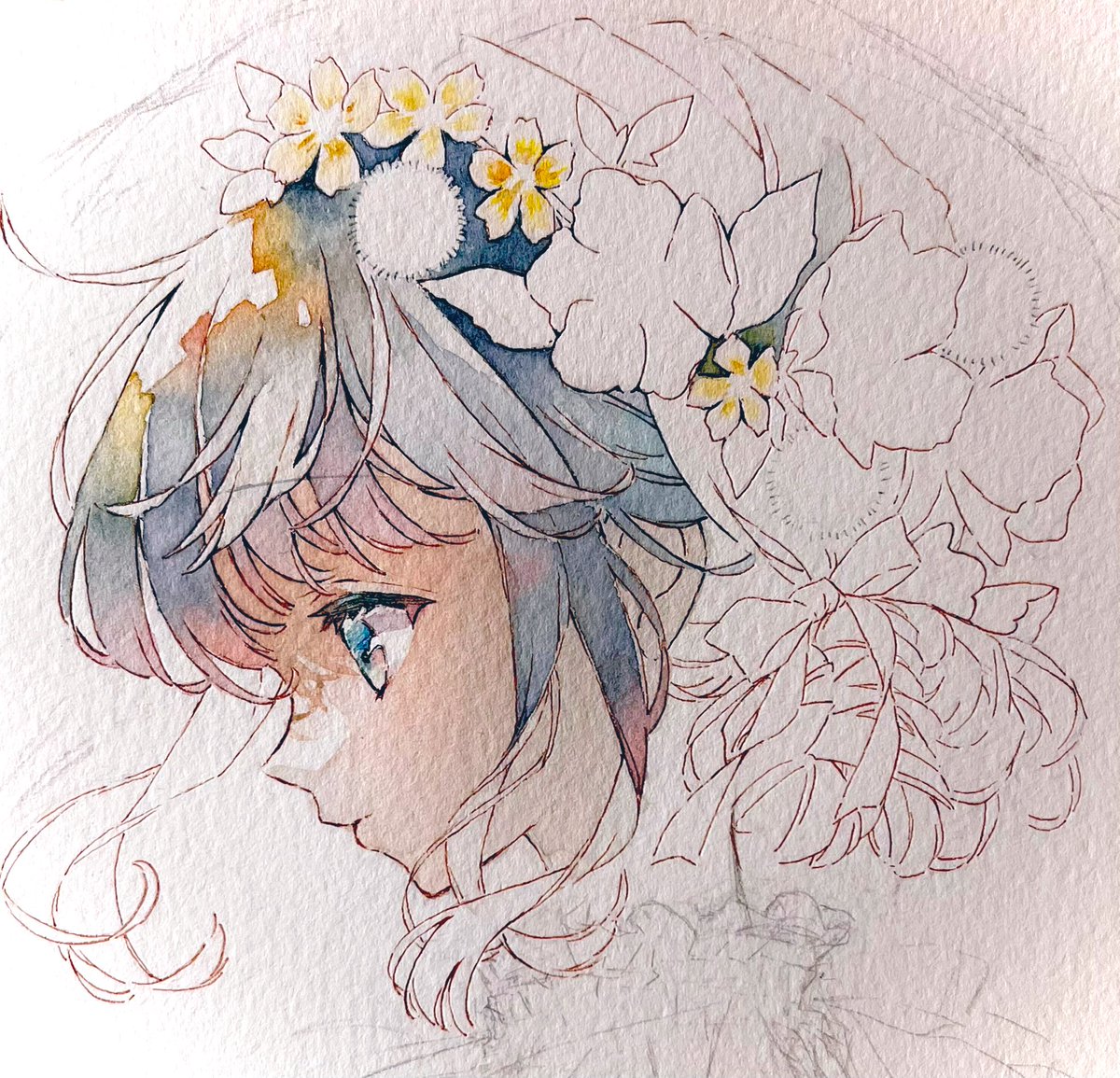 優子鈴 ゆこりん 新刊booth 透明水彩 塗り始めました 透明水彩 Illustration 優子鈴 ゆこりん 新刊booth 透明水彩 塗り始めました 透明水彩 Illustration
