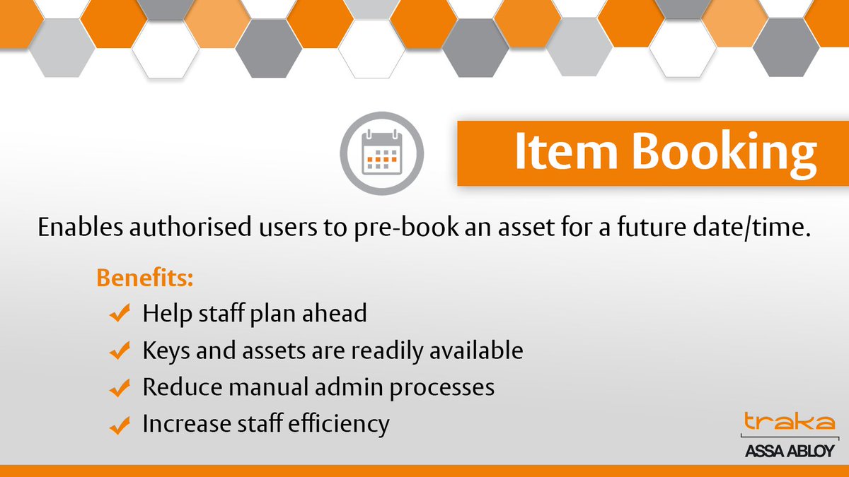 TrakaAmericas's tweet photo. Is your business looking for efficiency driven solutions to boost organisation performance? 

Using #TrakaWEB you can utilize the 📅Item Booking feature on your #Traka system.

Learn more on the range of features available when using TrakaWEB. https://t.co/Bl2kPmOC8S https://t.co/rW4LGrJWxB