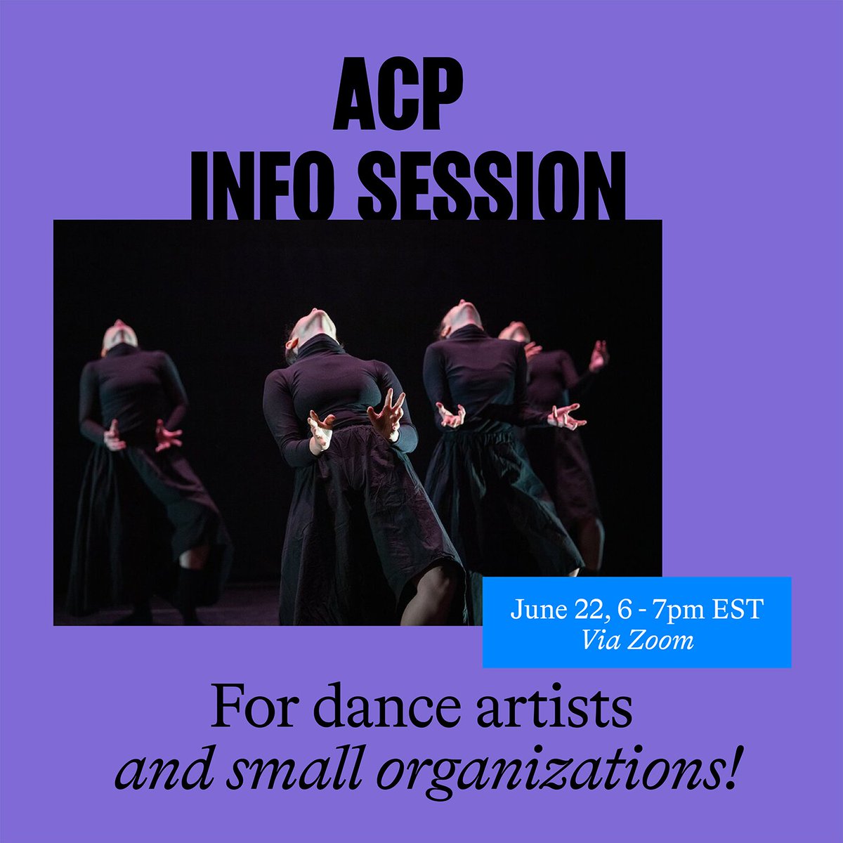 QNSArts's tweet photo. Are you a choreographer or small dance organization interested in receiving a 2k or 10k commission from us? Join us for this Artist Commissioning Program Information Session on Tuesday 6/22, 6 - 7pm: https://t.co/c7aFQLXfia #artopencall https://t.co/d2vq7qTazG