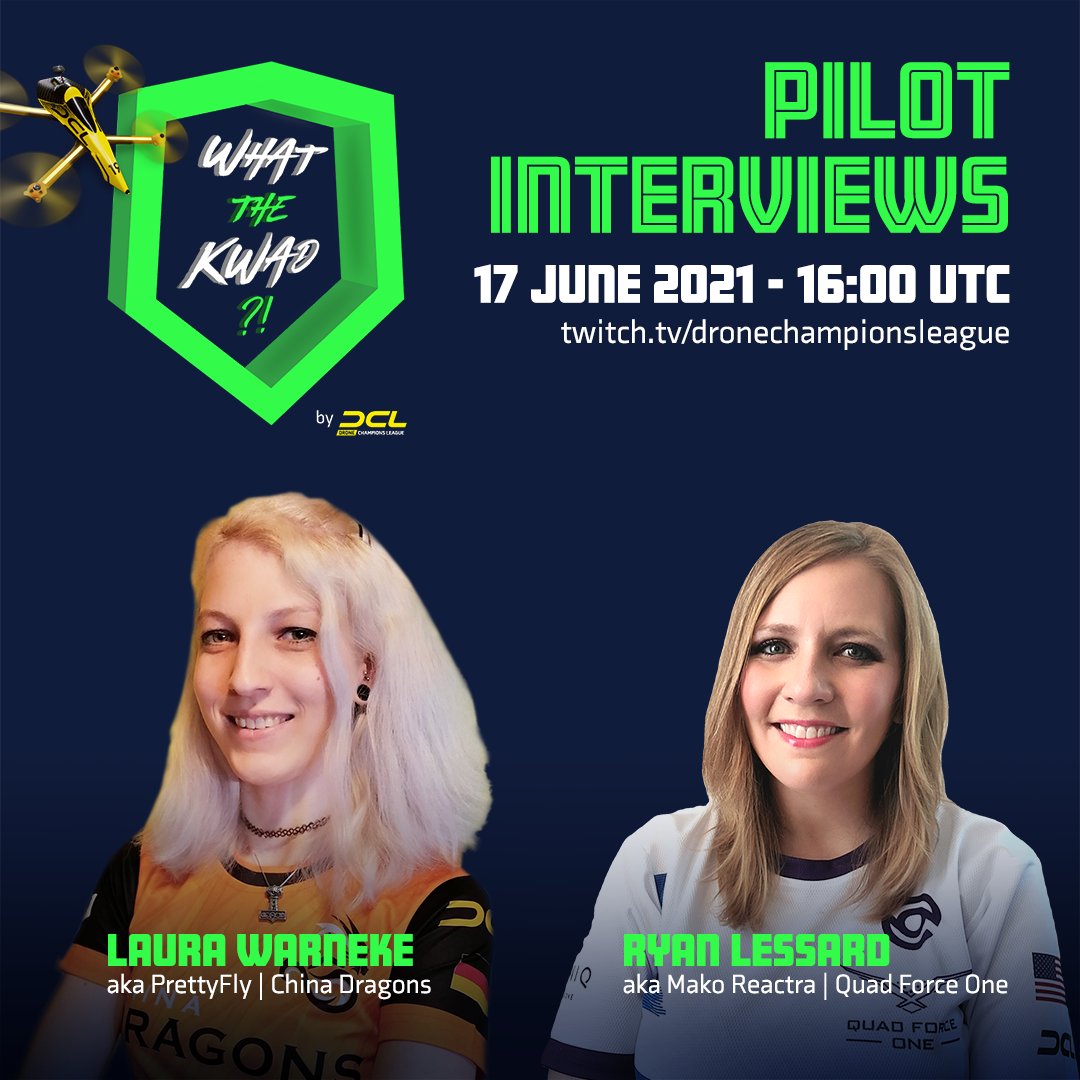 We're joined by special guest pilots PrettyFly FPV &amp; Mako Reactra ft <a href="/mattandrewstv/">Matt Andrews TV</a> to chat about all things drone, incl the DCL Women's Cup, and upcoming races on #WhatTheKwad ?! You don't wanna miss it 🤩 Live on Twitch at 16:00 UTC on Thurs 17th June 👉 twitch.tv/dronechampions…