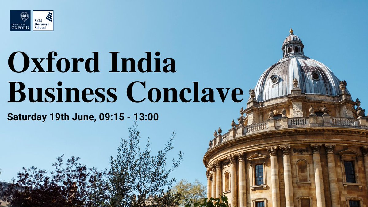 Join us on Saturday for the inaugural Oxford India Business Conclave for practical insights on its enterprise ecosystem. India’s brightest minds interacting with its future leaders in exclusive dialogues and engaging breakout conversations. oxsbs.link/3cIySSy <a href="/OxIndiaBizCon/">Oxford India Business Conclave</a>