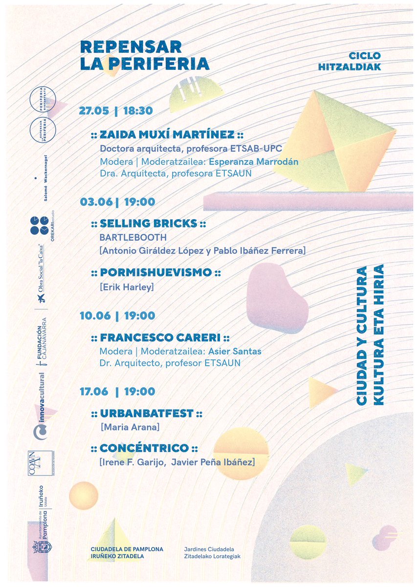 concentricofest's tweet photo. Este jueves 17 de junio nos vemos en #Pamplona en #RepensarlaPeriferia

@Irene_FGarijo y @jpenaibanez, coordinadora y director de #Concéntrico, presentarán el festival Internacional de Arquitectura y Diseño de #Logroño en compañía de @urbanbat

Nos vemos en la Ciudadela a las 19h https://t.co/iQYXtp2IDX