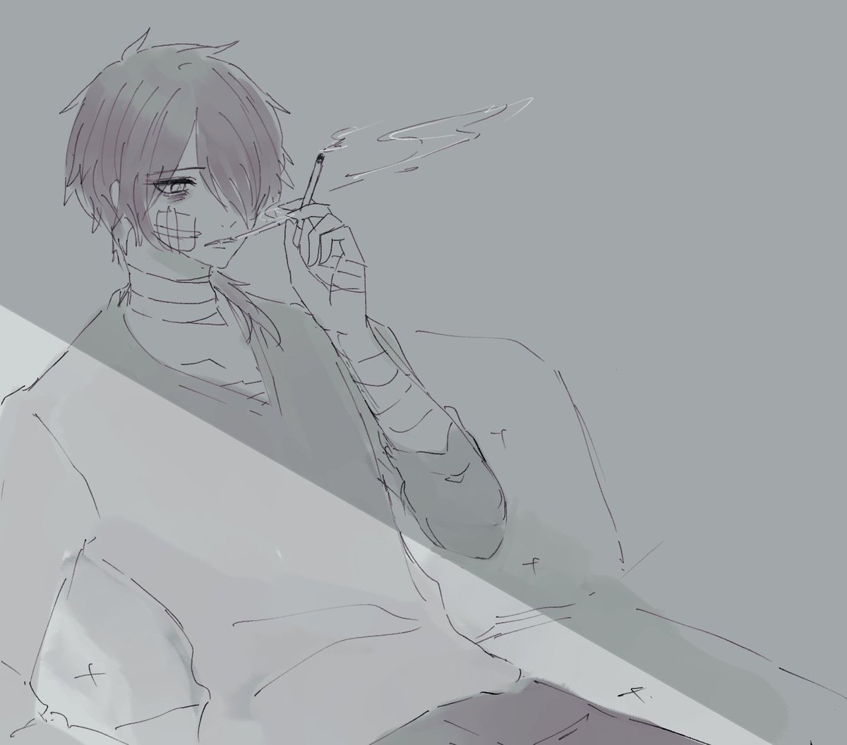 最近描いて苦しんでたtrpgうちよその絵です。
お相手の子ロストさせてしまい苦しんでいる、4枚目は相手ロストして荒んだうちの子。 