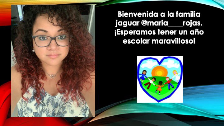 Welcome to the Jaguar Family, Ms. María Rojas! Ms. Rojas will be our new 1st grade bilingual transitional teacher. We look forward to a great school year with you! 🐾❤️🐾