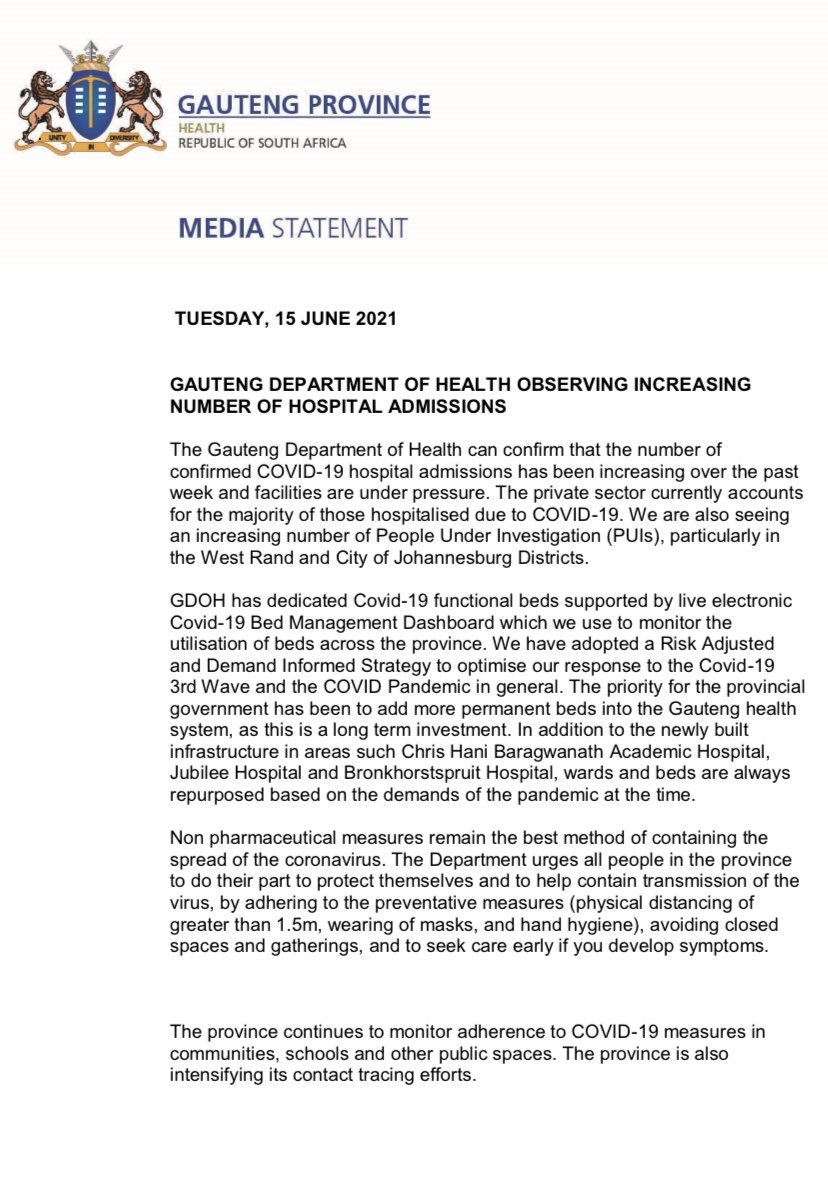 Gauteng Health on Twitter "GAUTENG DEPARTMENT OF HEALTH OBSERVING INCREASING NUMBER OF HOSPITAL