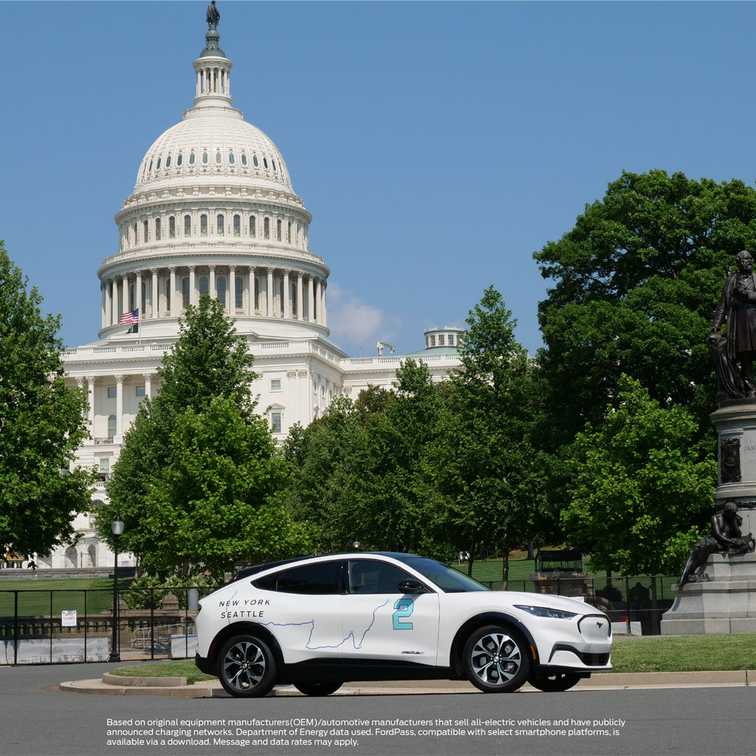 From New York to Florida and back up to Washington, D.C., the Ocean to Ocean Reimagined #MustangMachE has traveled over 1,600 miles through nine states so far.