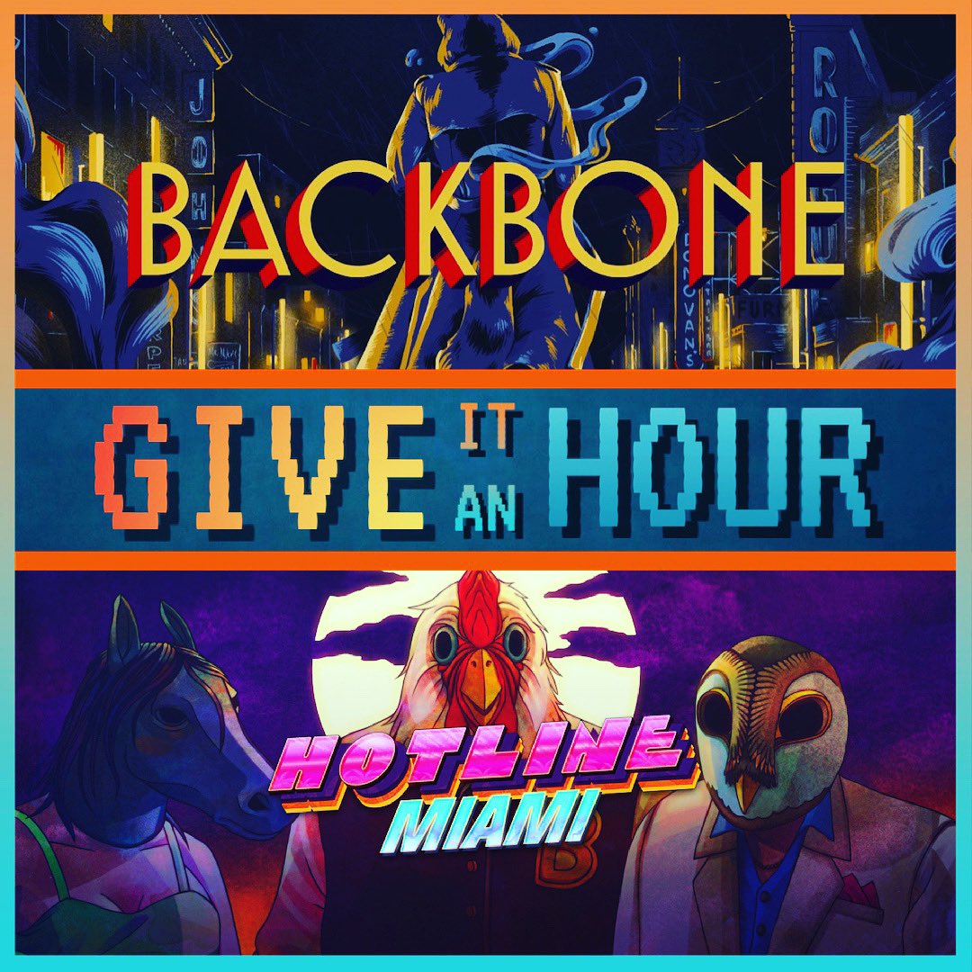 BacklogBeyond's tweet photo. Play along with us!
This week’s “Give It An Hour” games are @backbonegame &amp; @HotlineMiami 
‼️RULES‼️
• Pick one and play for at least an hour 
• Submit reviews by commenting on this post or in our discord by 6/19 @ 6pm (PST)
• No spoilers
• Adding to your backlog? https://t.co/WKV61R8E6x