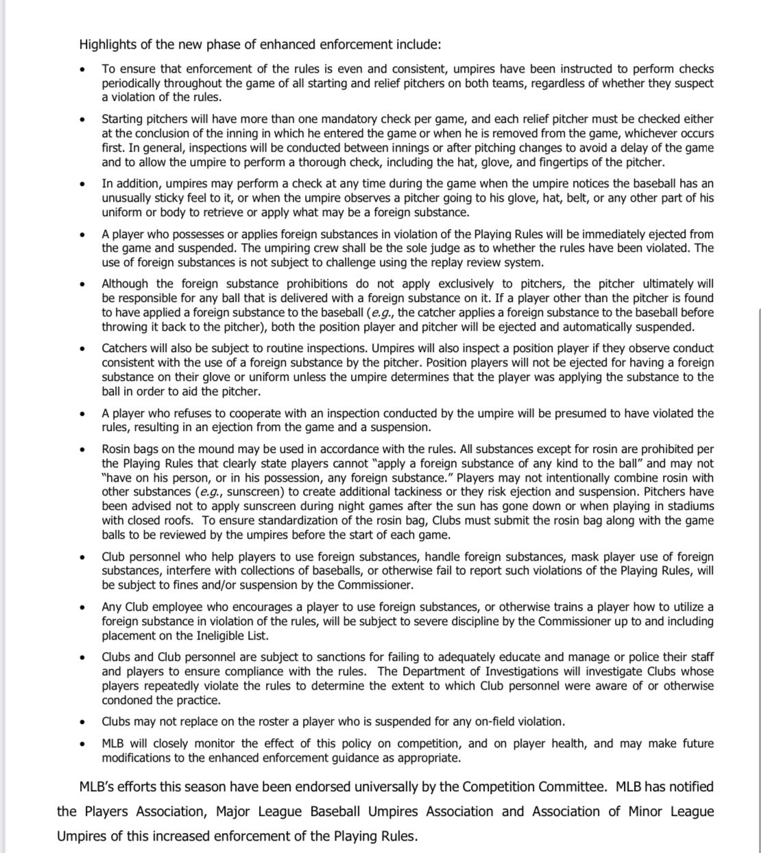 Mark Feinsand on Twitter "MLB Announces New Guidance to Deter Use of