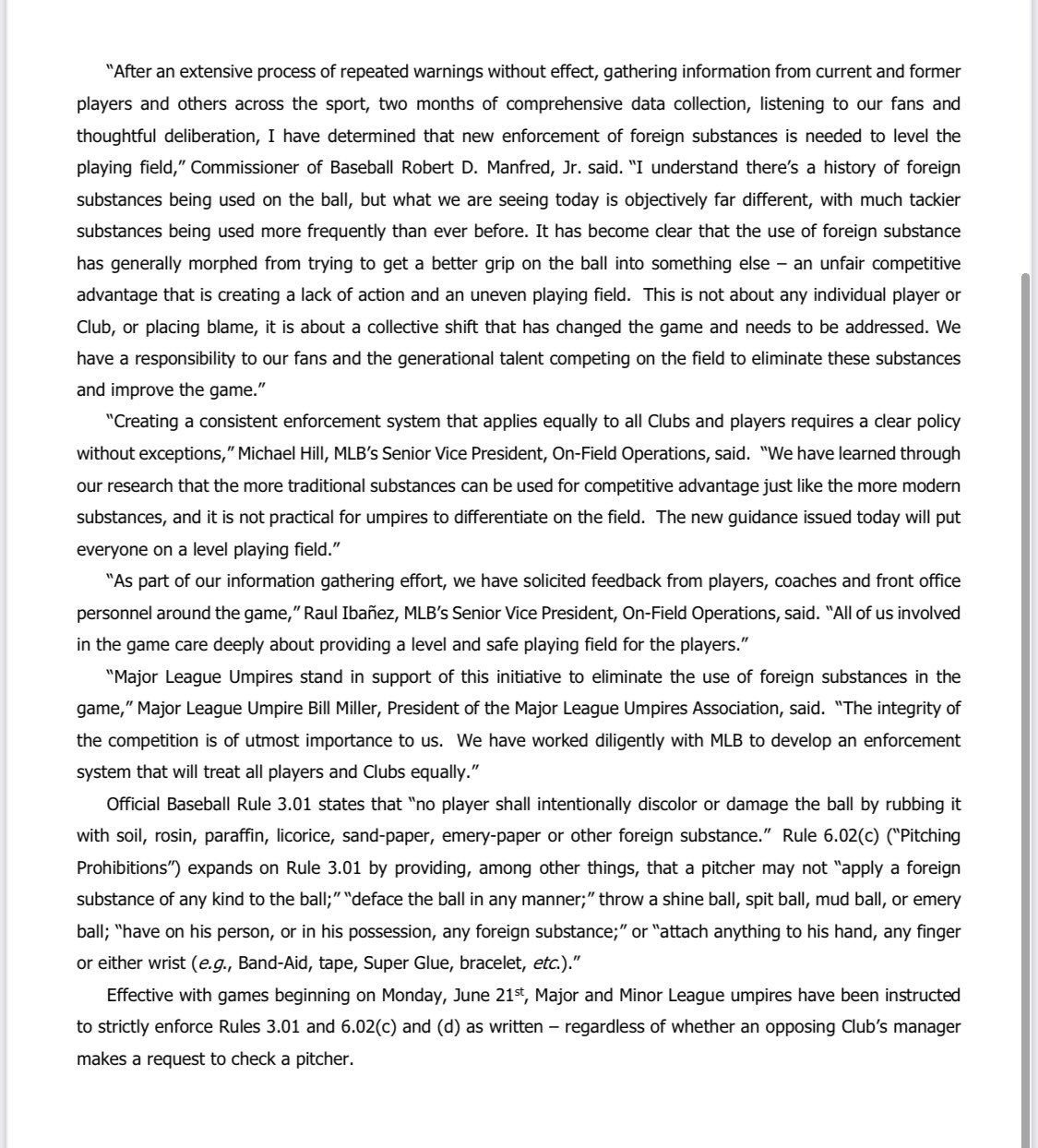 Mark Feinsand on Twitter "MLB Announces New Guidance to Deter Use of