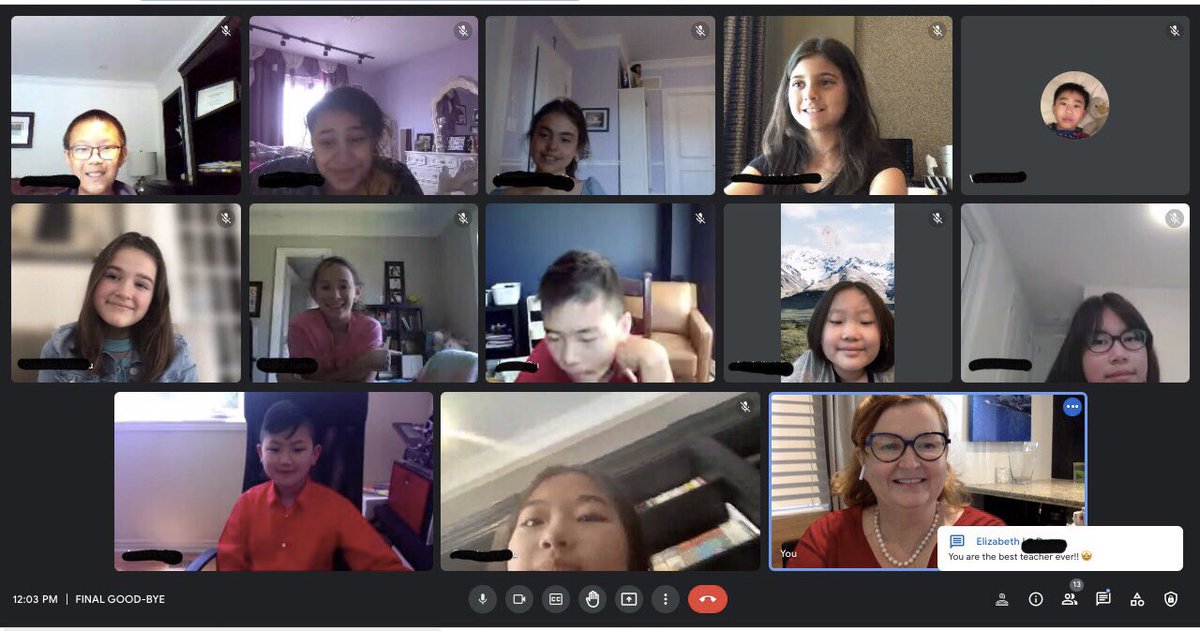 HTS_MsMcCrory's tweet photo. Our final Google Meet of the year! My heart is full. We began this year talking about pulling together as a team to get through this, and we ended as a tight knit family. I will always remember this year fondly because of this amazing group of kids! #sadgoodbye @HTSRichmondHill https://t.co/cOMb8hUFQl