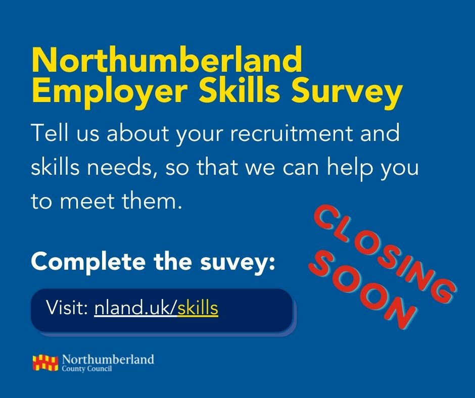 N_landCouncil: 📢 📢NORTHUMBERLAND BUSINESSES  
Only 6 days left to tell us about the skills needs in your business!
Let us know how we can help by completing this survey.
Visit nland.uk/skills
<a href="/AdvanceNland/">Advance Northumberland</a> @BusinessNland <a href="/VisitNland/">Visit Northumberland</a> <a href="/nbsl/">NBSL</a> <a href="/N/">N</a>…