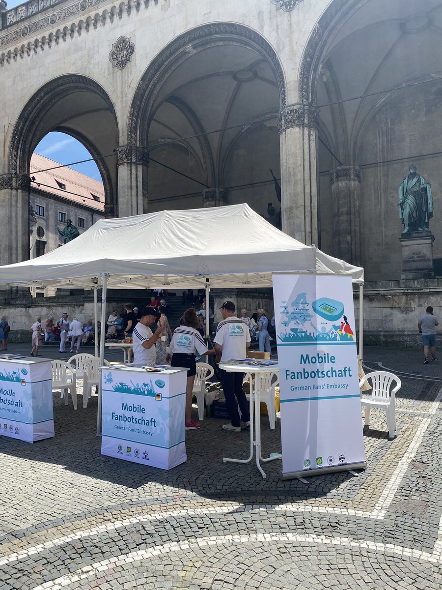 FansEurope's tweet photo. 🇩🇪 The German #fansembassy in Munich, operated by KOS and @dfb with support of Fanprojekt München, is up & running at Odeonsplatz. Come along if you need support.
#️⃣ #ger #frager #euro2020 https://t.co/724RS8nHFI